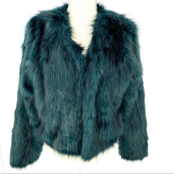 Free People green faux fur crop jacket S/P - Picture 10 of 16